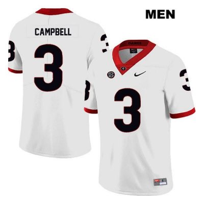 Men's Georgia Bulldogs NCAA #3 Tyson Campbell Nike Stitched White Legend Authentic College Football Jersey CFS6254BO